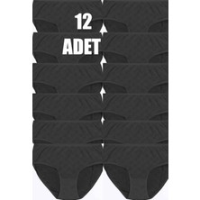 FSM1453 12'li Paket Kadın Midi Bato Pamuklu Transfer Ri̇bana Yüksek Bel Külot