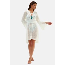 Beyaz 2774ESP Uzun Kol Triko Elbise Pareo