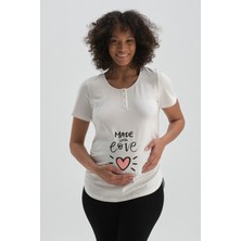 Beyaz Pamuklu Hamile T-Shirt