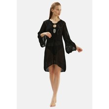 Siyah 2774ESP Uzun Kol Triko Elbise Pareo