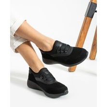 Siyah Anatomik Esnek Taban Slip-on Spor Ayakkabı Günlük Sneaker