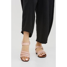 Moda Devrin Pudra Kadın Düz Ayarlanabilir Cırtlı Sandalet Rahat Adımlar İçin Şık Tasarım