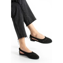 Moda Devrin Kadın Siyah Örgülü Sandalet PVC Taban ile Şık ve Konforlu Tasarım