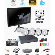Monitörlü 4'lü Kamera Seti – Exitcam 1080P Fullhd + 320GB HDD + 19'' Ekran Dahil