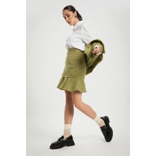 Kadın Yeşil Mira Skirt Kışlık Kısa Etek