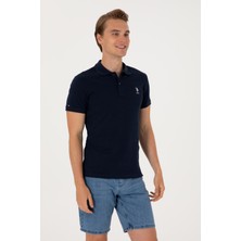 U.S. Polo Assn. Erkek Slim Fit Polo Yaka Lacivert Basic Tişört 50298041-VR033