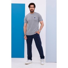Piyera Erkek Battal Beden Açık Gri Bisiklet Yaka T-Shirt Alt-Üst Takımı - 130