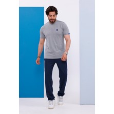 Piyera Erkek Battal Beden Açık Gri Bisiklet Yaka T-Shirt Alt-Üst Takımı - 130