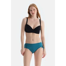 Petrol Mavi Yanı Büzgülü Bikini Alt