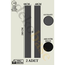 Dekobase Antrasit (2 Adet) 60X240CM Yeni Nesil Akustik Ahşap Duvar Paneli