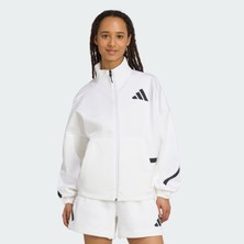 adidas W Z.n.e. Tt Kadın Sweatshirt Düz Desenli XL Beyaz Renk Rahat Kesim Sezonluk