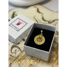 Özel Tasarım Gold Renk Burç Pusulası Kolye Ucu 925 Ayar Gümüş (Burcunuza Gör Ayarlanabilir)