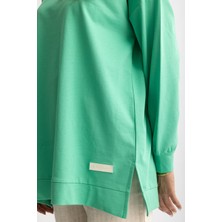 5415 -2 Iplik Ince Rahat, Basic Düz Kadın Uzun Sweatshirt