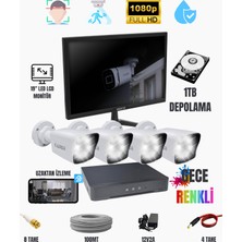 Monitörlü 4'lü Kamera Seti – Exitcam 1080P Fullhd + 1tb HDD + 19'' Ekran Dahil
