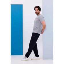 Erkek Battal Beden Amerikan Pike Kumaş Gri Bisiklet Yaka T-Shirt Alt-Üst Takımı - 133