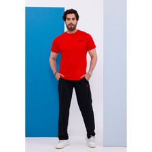 Erkek Battal Beden Kırmızı Bisiklet Yaka T-Shirt Alt-Üst Takımı - 101