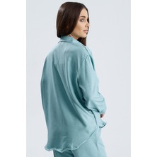 Sienza Kadın Flam Keten Gömlek – Dökümlü Rahat Kalıp Oversize Gömlek