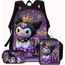 Leonas Mysterious Shop 3 Parçalı Set Kuromi Okul Çantası Postacı Çantası Kalem Kutusu (Yurt Dışından)
