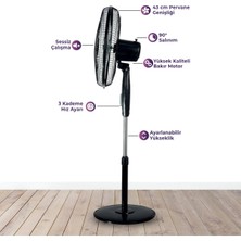 Joysidea 16'' Siyah Ayaklı Vantilatör