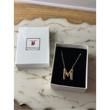 Gold Balon M Harf Çelik Kolye