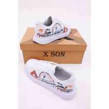 3D Dijital Baskı Kadın Alex McQueen Beyaz - Aloha Desenli Sneaker