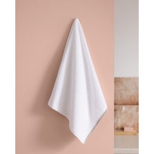 Camille Kroşeli %100 Pamuk Yüz Havlusu - Beyaz/gri