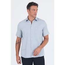 Koyu Lacivert Sert  Yaka Kısa Kol Cepli  Comfort Fit Cls Gömlek 1004250264