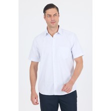 Beyaz Sert  Yaka Kısa Kol Cepli  Comfort Fit Cls Gömlek 1004250261