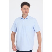 Koyu Mavi Sert Yaka Kısa Kol Cepli Comfort Fit Cls Gömlek 1004250257