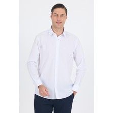 Beyaz Klasik Yaka Uzun Kol Cepsiz Comfort Fit Classic Pamuklu Gömlek Gömlek 1004250287