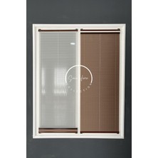 Serin Home Collection Gece Gündüz Katlanabilir Kahverengi Çiftli Plise Perde, Cam Balkon Perdeleri, Pvc Pencere Perdeleri