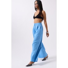 Casual Yüksek Bel Mavi Pantolon