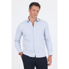 Siyah Uzun Kol Sert Yaka Cepsiz  Slim Fit Pamuklu Gömlek 1004250225