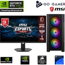 Go Gamer GA714D AMD Ryzen 7 7700 / 64GB DDR5 5200MHz / 1TB NVMe m.2 SSD / RTX3050 6GB / 240mm Sıvı Soğutma / MSI 27" 180Hz. / AMD Gaming Paket