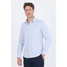 Koyu Lacivert Uzun Kol Sert Yaka Cepsiz  Slim Fit Pamuklu Gömlek 1004250225