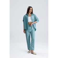 Sienza Kadın Oversize Alt Üst Takım – Gömlek ve Lastikli Pantolon Ikili Set