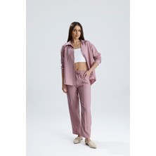 Sienza Kadın Oversize Alt Üst Takım – Gömlek ve Lastikli Pantolon Ikili Set