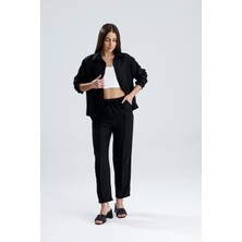 Sienza Kadın Oversize Alt Üst Takım – Gömlek ve Lastikli Pantolon Ikili Set