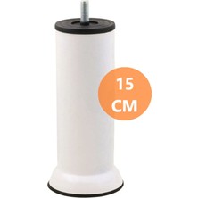 Mobilya Kanepe Koltuk Baza Yatak Destek Yükseltme Ayağı M8 Civata Beyaz Metal Ayakları 15 cm