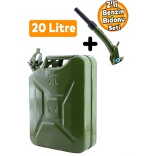Metal Benzin Bidonu 20 Litre Akaryakıt Mazot Taşıma Doldurma Depolama Bidonu Aktarma Borusu