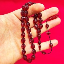 Kalem Oyma Işçilikli Sıkma Ateş Kehribar Tesbih