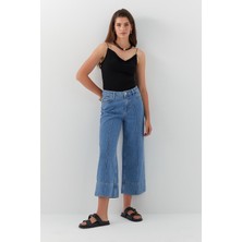 Crop Wide Leg Jean Pantolon Mavi