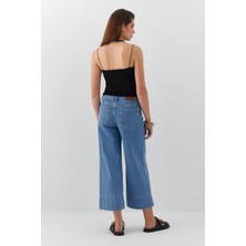Crop Wide Leg Jean Pantolon Mavi