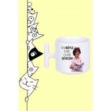 Tenis Raket Top Spor Tenisçi Kız Tasarım Baskılı Beyaz Klasik Kupa Bardak