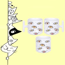 Nazar Göz Ra Nazar Boncuk Tasarım Baskılı Beyaz T Sap Kupa Bardak