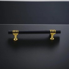 Lamos Mobilya Mutfak Dolabı Çekmece Dolap Kulpları Kapak Kulpu Kulbu Siyah Altın 224 mm Metal Kulp.