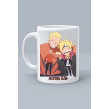 Anime Karakter Naruto Boruto Super Dad Süper Baba Tasarım Baskılı Klasik Beyaz Kupa Bardak