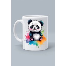 Sevimli Panda Tasarım Baskılı Beyaz Klasik Kupa Bardak