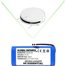 Global Batarya Xiaomi Mi Vacuum Mop 2in1 Essential Akıllı Robot Süpürge Bataryası Model: Mjstg1 14.4V 2500MAH Pil