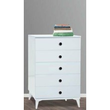 5 Çekmeceli Aynasız Beyaz Şifonyer